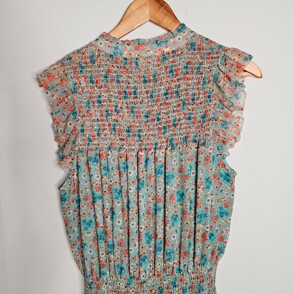 Allison NY Anthropologie Floral Smocked Hazel Cottagecore Maxi Green Dress Small - Picture 7 of 13